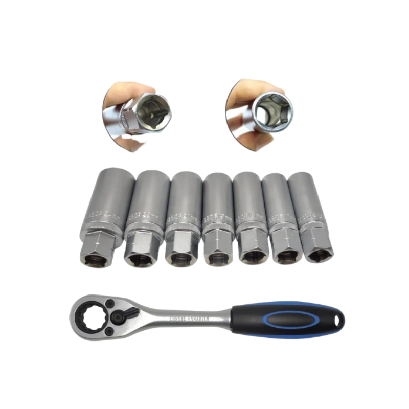 18-teiliges Stoßdämpfer-Federbeinmutter-Durchgangssteckschlüssel-Set und Ratsche