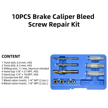 Kit de reparación de tornillos de purga de pinza de freno de 10 piezas
