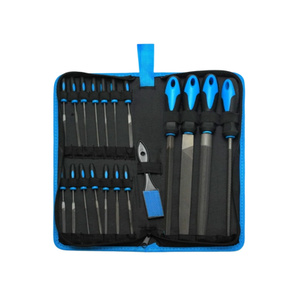 Juego de 19 limas de metal, acero de aleación forjado T12 para trabajos de precisión con cepillo de acero y estuche de transporte