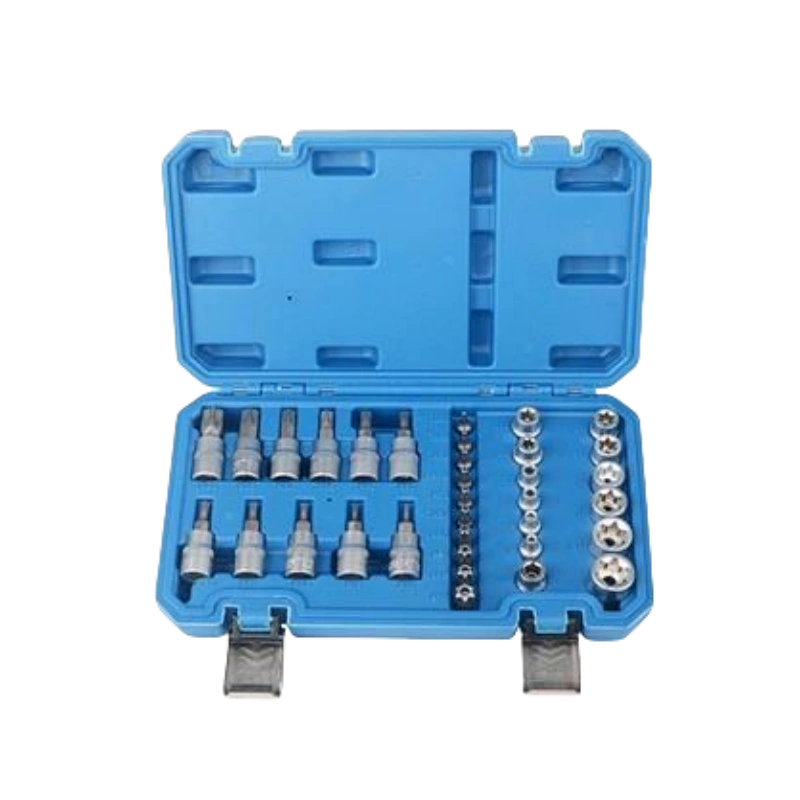 Juego de 34 vasos de seguridad Torx, Star y E-Type, unidad de 38'', acero CR-V a prueba de manipulaciones