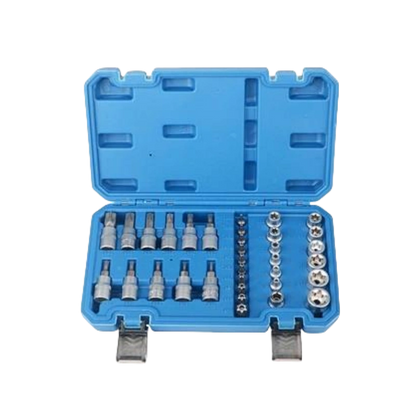 Juego de 34 vasos de seguridad Torx, Star y E-Type, unidad de 38'', acero CR-V a prueba de manipulaciones