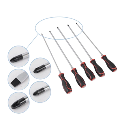 5 destornilladores extra largos de 450 mm